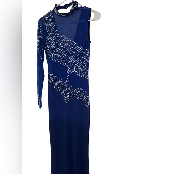 Elegant Blue Women's Dress - Picture 6 of 13